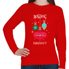 PRINTFASHION Boldog Karácsonyt - Női pulóver - Piros