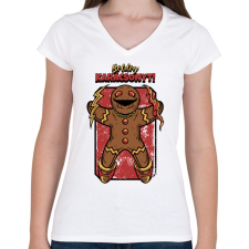 PRINTFASHION BOLDOG KARÁCSONYT - Női V-nyakú póló - Fehér női póló
