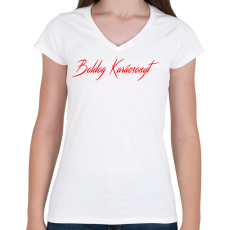 PRINTFASHION Boldog Karácsonyt - Női V-nyakú póló - Fehér
