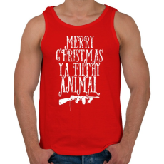 PRINTFASHION Boldog karácsonyt te mocskos állat - Férfi atléta - Piros
