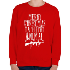 PRINTFASHION Boldog karácsonyt te mocskos állat - Gyerek pulóver - Piros gyerek pulóver, kardigán
