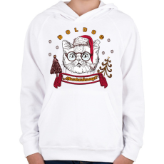 PRINTFASHION Boldog Macskarácsonyt! - Gyerek kapucnis pulóver - Fehér