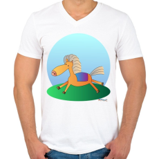 PRINTFASHION Boldog paci - Férfi V-nyakú póló - Fehér