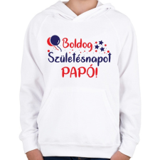 PRINTFASHION Boldog születésnapot papó - Gyerek kapucnis pulóver - Fehér gyerek pulóver, kardigán