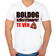PRINTFASHION Boldog születésnapot te.. - Férfi V-nyakú póló - Fehér