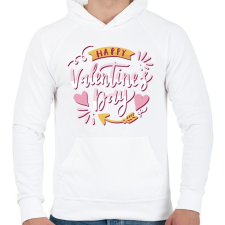 PRINTFASHION Boldog Valentin Napot - Férfi kapucnis pulóver - Fehér férfi pulóver, kardigán