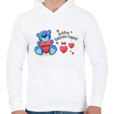PRINTFASHION Boldog Valentin Napot - Férfi kapucnis pulóver - Fehér férfi pulóver, kardigán