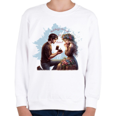 PRINTFASHION Boldoggá tennél egy életre? - Gyerek pulóver - Fehér