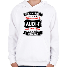 PRINTFASHION Boldogság = Audi - Gyerek kapucnis pulóver - Fehér