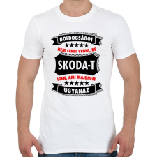 PRINTFASHION Boldogság = Skoda - Férfi póló - Fehér férfi póló