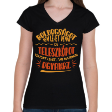 PRINTFASHION Boldogság - Teleszkóp - Női V-nyakú póló - Fekete női póló