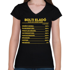 PRINTFASHION Bolti eladó napi értéke - Női V-nyakú póló - Fekete