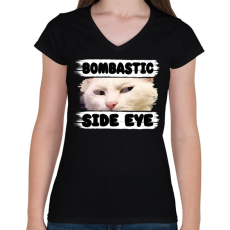 PRINTFASHION bombastic side eye - Női V-nyakú póló - Fekete