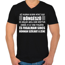 PRINTFASHION Böngésző agy - Férfi V-nyakú póló - Fekete férfi póló
