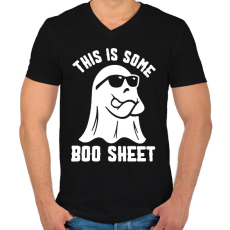 PRINTFASHION Boo Sheet - Férfi V-nyakú póló - Fekete