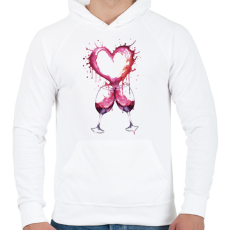 PRINTFASHION Bor szerelem - Férfi kapucnis pulóver - Fehér