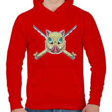 PRINTFASHION Bora and Katanas - Férfi kapucnis pulóver - Piros