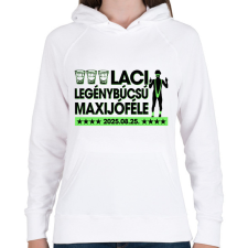 PRINTFASHION Borat legénybúcsú - Egyedi névvel, dátummal - Női kapucnis pulóver - Fehér női pulóver, kardigán