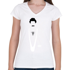 PRINTFASHION Borat - Női V-nyakú póló - Fehér női póló