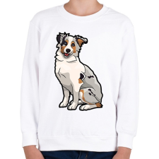 PRINTFASHION Border Collie drawing - Gyerek pulóver - Fehér gyerek pulóver, kardigán