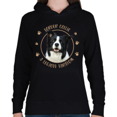 PRINTFASHION Border collie - Legjobb barát - Női kapucnis pulóver - Fekete