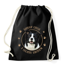 PRINTFASHION Border collie - Legjobb barát - Sportzsák, Tornazsák - Fekete tornazsák