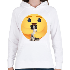 PRINTFASHION Border collie - Női kapucnis pulóver - Fehér női pulóver, kardigán