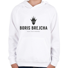 PRINTFASHION Boris Brejcha High-Tech Minimal - Gyerek kapucnis pulóver - Fehér