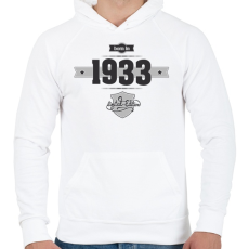 PRINTFASHION born-in-1933-(dark&lightgrey) - Férfi kapucnis pulóver - Fehér