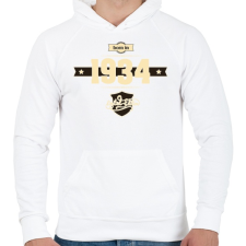 PRINTFASHION born-in-1934-cream-choco - Férfi kapucnis pulóver - Fehér férfi pulóver, kardigán