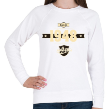 PRINTFASHION born-in-1948-cream-choco - Női pulóver - Fehér női pulóver, kardigán