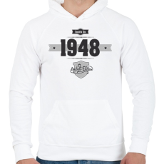 PRINTFASHION born-in-1948-(dark&lightgrey) - Férfi kapucnis pulóver - Fehér