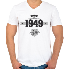 PRINTFASHION born-in-1949-(dark&lightgrey) - Férfi V-nyakú póló - Fehér férfi póló