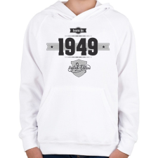 PRINTFASHION born-in-1949-(dark&lightgrey) - Gyerek kapucnis pulóver - Fehér gyerek pulóver, kardigán