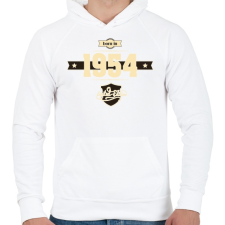 PRINTFASHION born-in-1954-cream-choco - Férfi kapucnis pulóver - Fehér férfi pulóver, kardigán