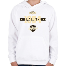 PRINTFASHION born-in-1954-cream-choco - Gyerek kapucnis pulóver - Fehér gyerek pulóver, kardigán