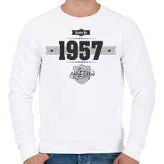 PRINTFASHION born-in-1957-(dark&lightgrey) - Férfi pulóver - Fehér