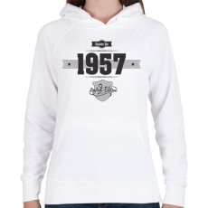 PRINTFASHION born-in-1957-(dark&lightgrey) - Női kapucnis pulóver - Fehér