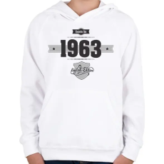 PRINTFASHION born-in-1963-(dark&lightgrey) - Gyerek kapucnis pulóver - Fehér