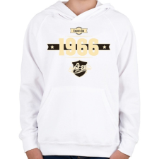 PRINTFASHION born-in-1966-cream-choco - Gyerek kapucnis pulóver - Fehér gyerek pulóver, kardigán