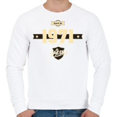 PRINTFASHION born-in-1971-cream-choco - Férfi pulóver - Fehér