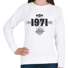 PRINTFASHION born-in-1971-(dark&lightgrey) - Női pulóver - Fehér