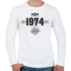 PRINTFASHION born-in-1974-(dark&lightgrey) - Férfi hosszú ujjú póló - Fehér