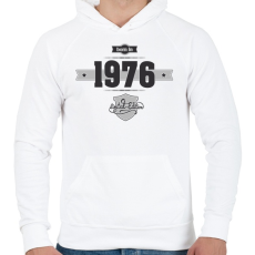 PRINTFASHION born-in-1976-(dark&lightgrey) - Férfi kapucnis pulóver - Fehér