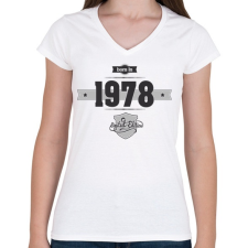 PRINTFASHION born-in-1978-(dark&lightgrey) - Női V-nyakú póló - Fehér női póló