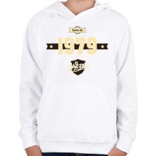 PRINTFASHION born-in-1979-cream-choco - Gyerek kapucnis pulóver - Fehér gyerek pulóver, kardigán