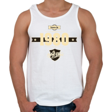 PRINTFASHION born-in-1980-cream-choco - Férfi atléta - Fehér