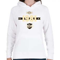 PRINTFASHION born-in-1981-cream-choco - Női kapucnis pulóver - Fehér