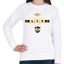 PRINTFASHION born-in-1981-cream-choco - Női pulóver - Fehér női pulóver, kardigán