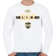 PRINTFASHION born-in-1987-cream-choco - Férfi pulóver - Fehér